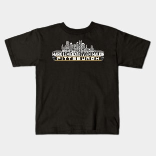 Pittsburgh Hockey Team All Time Legends, Pittsburgh City Skyline Kids T-Shirt